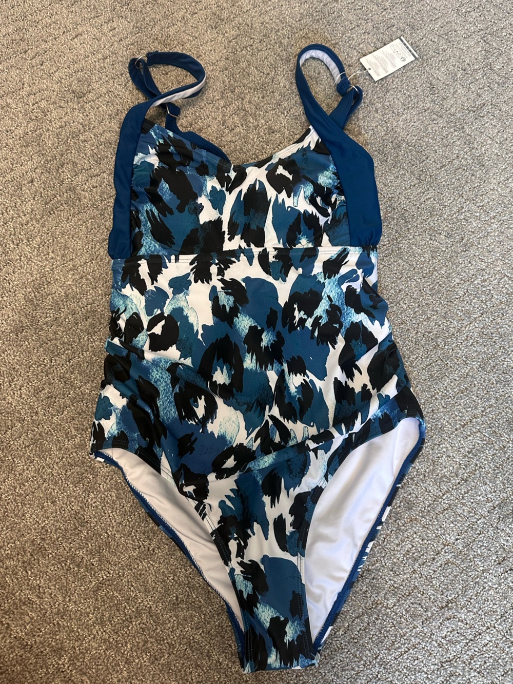 Summer Mae Blue White Black Animal Print One Piece Swimsuit MATERNITY